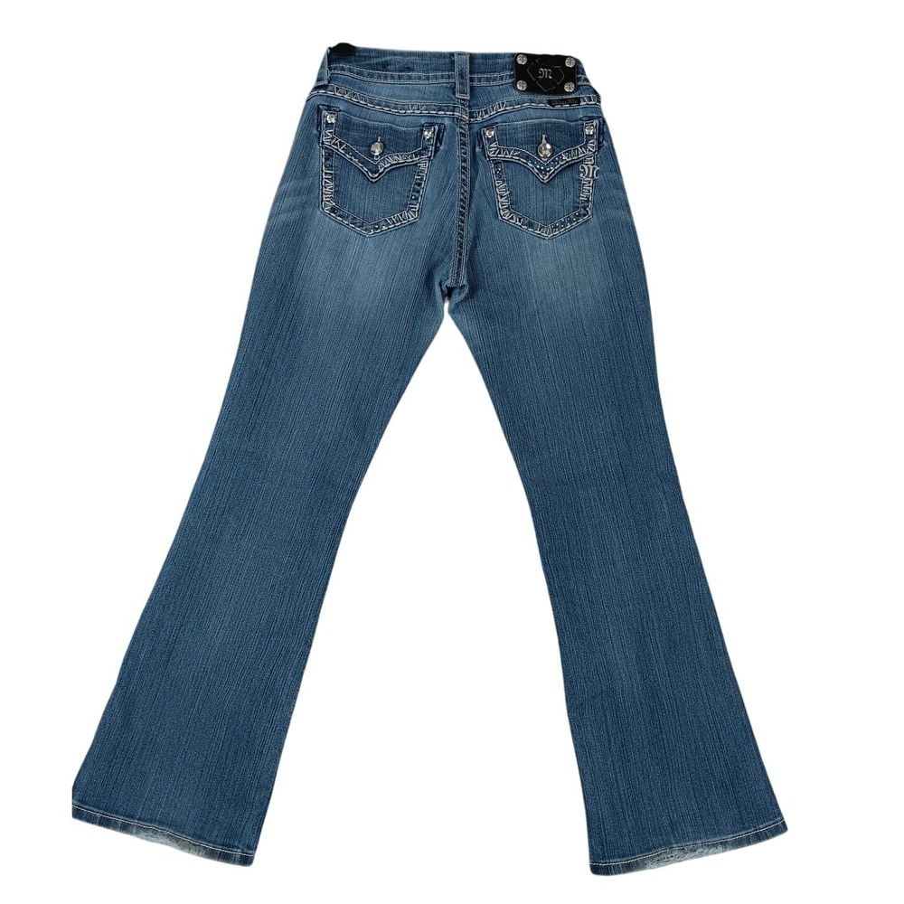 Miss Me Jeans Women 28 31X31 Blue‎ Easy Boot Thick Stitch Rhinestone Embellished